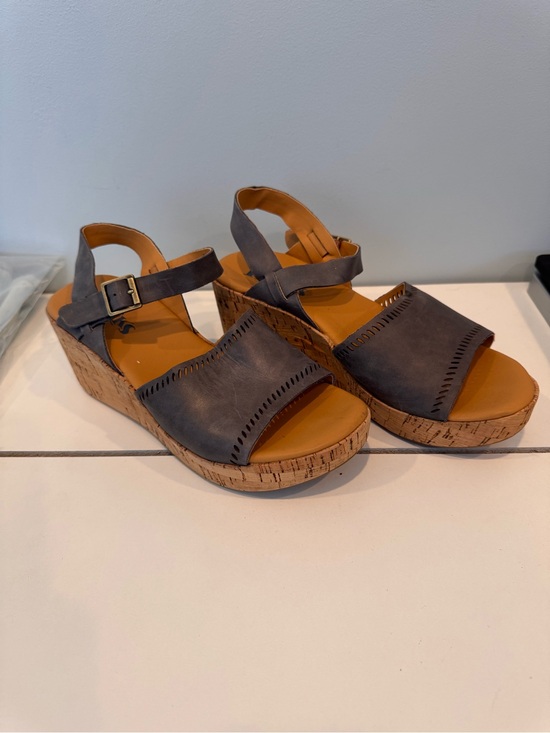 Kork-Ease Shoes - Korks Gray Leather Platform 3” Wedges